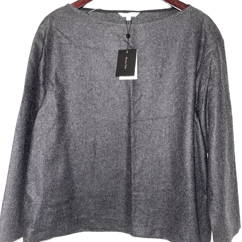 Massimo Dutti Limited Edition Flannel and Wool Top Dark Grey Size US 8